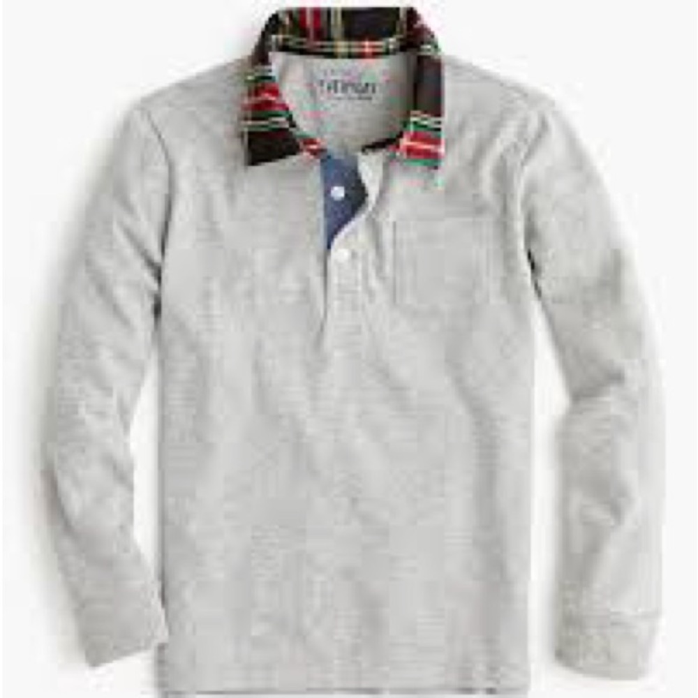 J. Crew Gray Polo with Multicolor Collar Boys size XL NWT